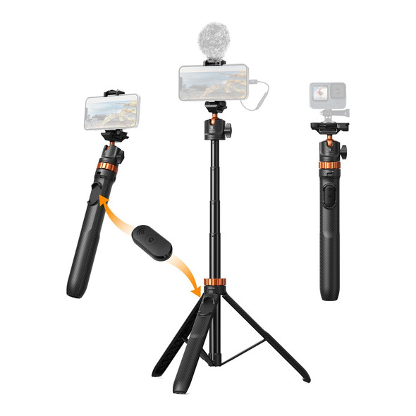 K&F Concept KF09.127V1 MS08 Phone GoPro Selfie Stick 1.5m Tripod with Bluetooth Remote Control 