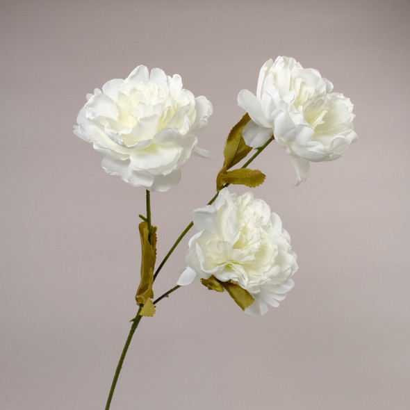 Fotolux Photo Props Long Stem Spray Artificial 3 Heads Peony 65cm (White)