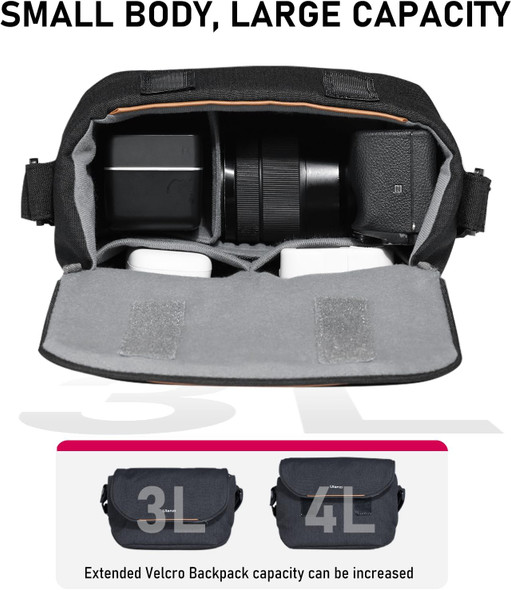 Ulanzi F02 B085 3L Camera Sling Bag (Black) (23L x11Wx 18Hcm) 