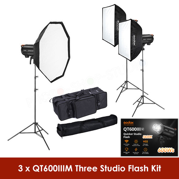  Godox 3x QT600IIIM 600Ws New High Speed Sync Studio Flash Lighting Kit