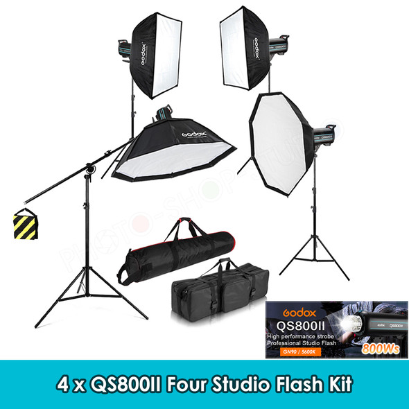 Godox 4x QS800II 800Ws Four Studio Flash Lighting Kit