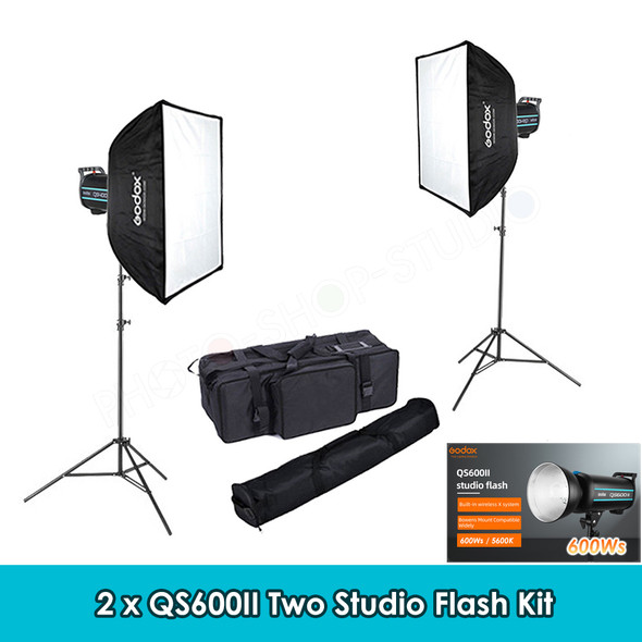 Godox 2x QS600II 600Ws Two Studio Flash Lighting Kit