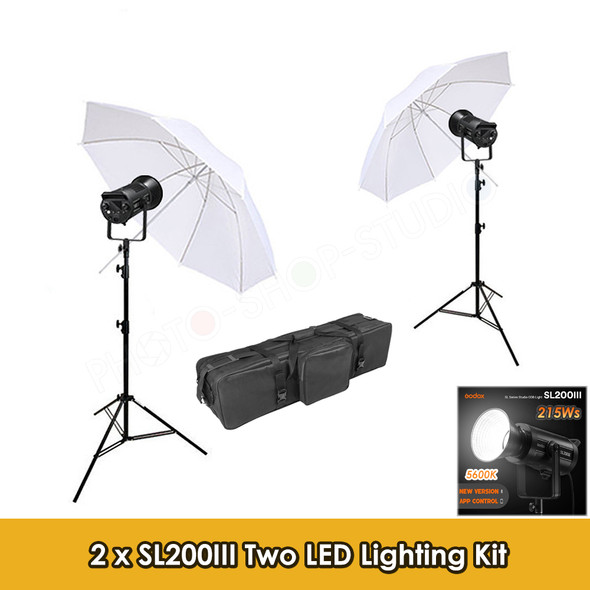 Godox 2x SL200III 215W Video Two LED Light Kit (2 Daylight LED Kit)