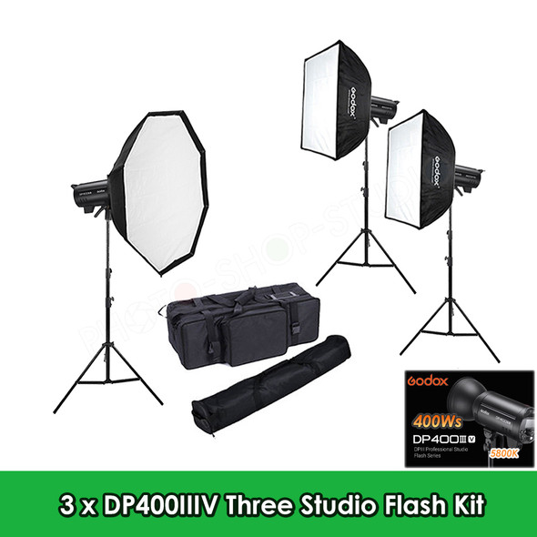 Godox 3x DP400IIIV 400Ws Three Studio Flash Kit  