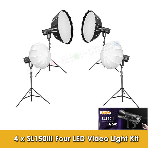 Godox 4x SL150III 150W AC Power COB LED Video Lighting Kit (5600K )