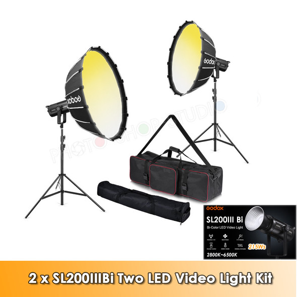 Godox 2x SL200IIIBi 215W Bi-Color AC Power Bluetooth COB Two LED Video Light Kit