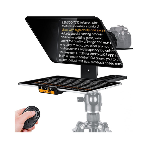 Lensgo TC12 Large Teleprompter with Remote Control for Camera / iPad 12.9"