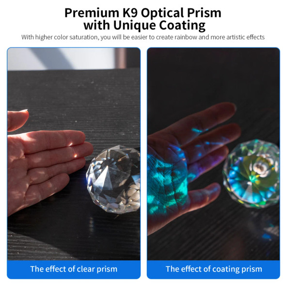 Selens R-60C 60mm Colorful Coating Round Sphere Prism K9 Optical Glass Photography Crystal Ball with 1/4" Thread