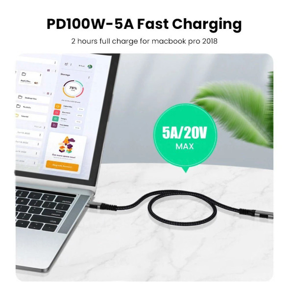 Fotolux USB-C Male to USB-C Female PD 100W 5A USB 3.2 GEN2 Fast Charging Extension Cable (1m)