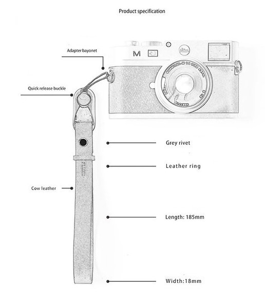 FLUXO FX-2-BN Handmade Leather  Camera Wrist Strap with PD Ring (Brown) 