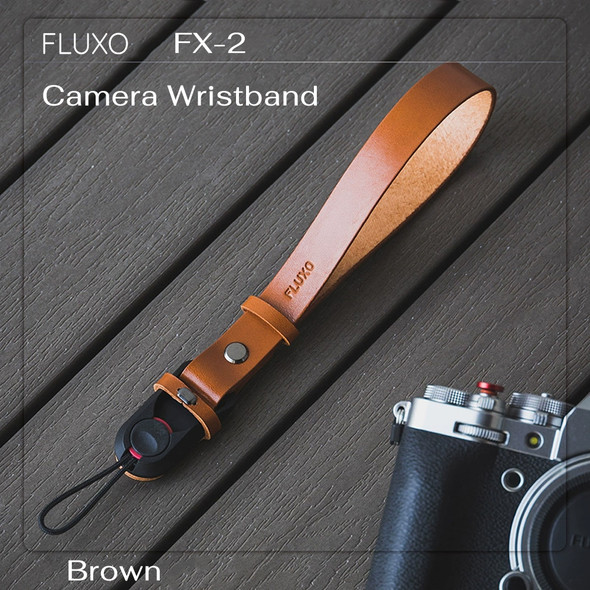 FLUXO FX-2-BN Handmade Leather  Camera Wrist Strap with PD Ring (Brown) 