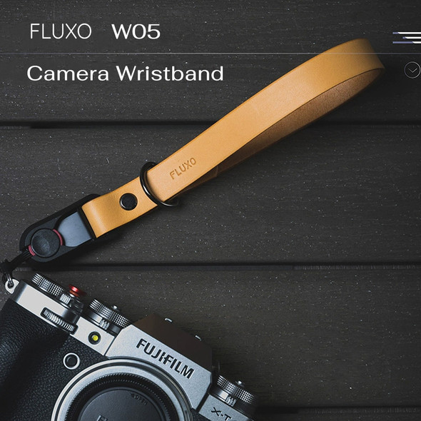 FLUXO W05-LW Handmade Leather Camera Wrist Strap with Slide Buckle (Light Wood) 