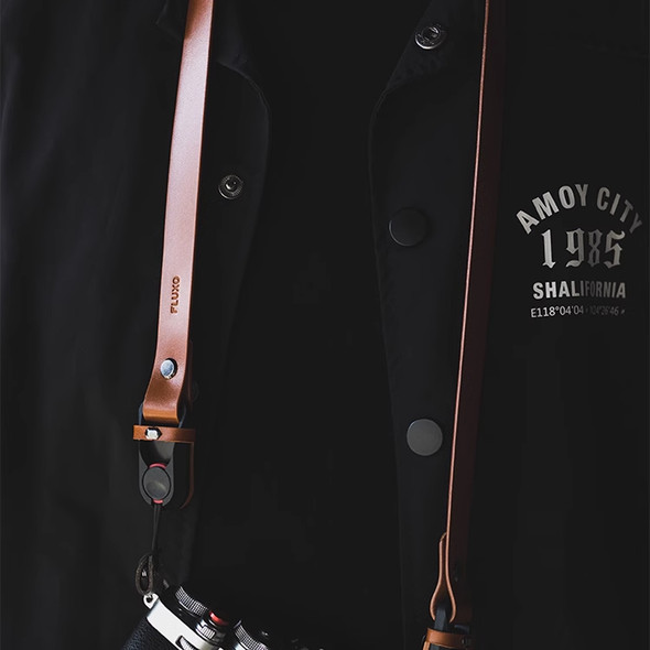 FLUXO FX-2-WBN Handmade Waxed Leather PD Quick Release Camera Shoulder Strap (Brown) 