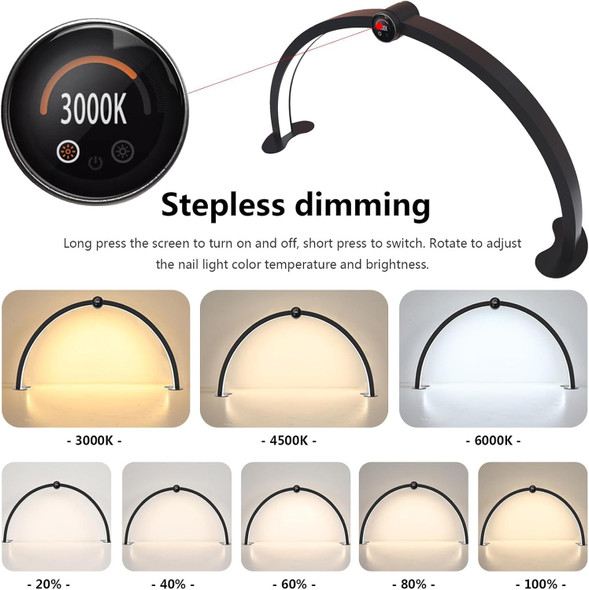 Fotolux TM75-WT 75cm 48W Bi-color LED Half Moon Foldable Tabletop Light  - White (3000K-6000K)