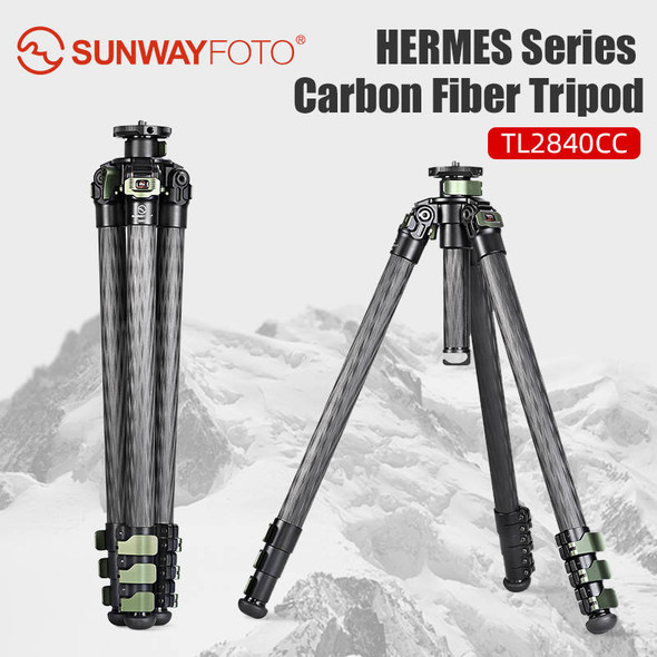 Sunwayfoto TL2840CC+XB-38 Hermes Series Carbon Fiber 4-section Flip Lock Tripod with Low Profile Ball Head Kit (Max Load 16kg)
