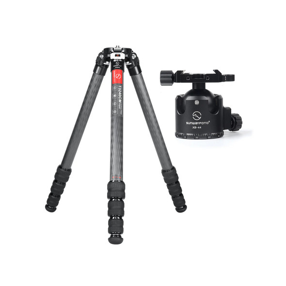 Sunwayfoto T3240CM+XB-44 Master Series Carbon Fiber 4-section Twist Lock Travel Tripod with Low Profile Ball Head Kit (Max Load 25kg)