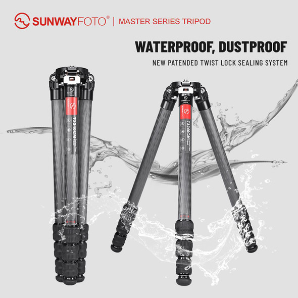 Sunwayfoto T3240CM+XB-44 Master Series Carbon Fiber 4-section Twist Lock Travel Tripod with Low Profile Ball Head Kit (Max Load 25kg)