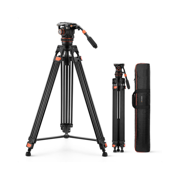  K&F Concept KF09.148V1 VA3+BV60 Large Alum Twin Legs Flip Lock Video Tripod with Fluid Head 