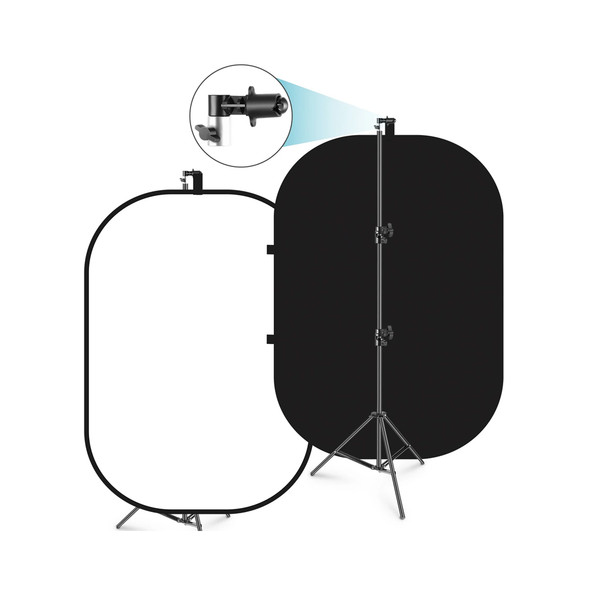 NEEWER 10096889 150 x 200cm (Black & White) 2-in-1 Double Sided Collapsible Backdrop with Light Stand Kit