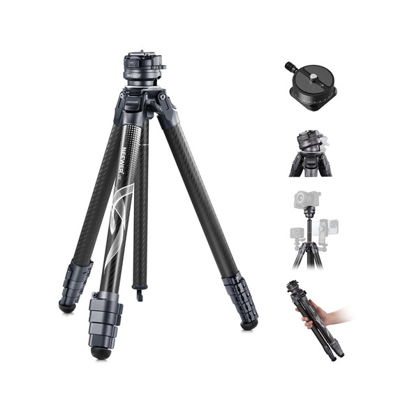 NEEWER LT32 10103653EU 157cm Carbon Fiber Travel Tripod with Quick Leveling Base Ball Head (Max Load 10kg) 