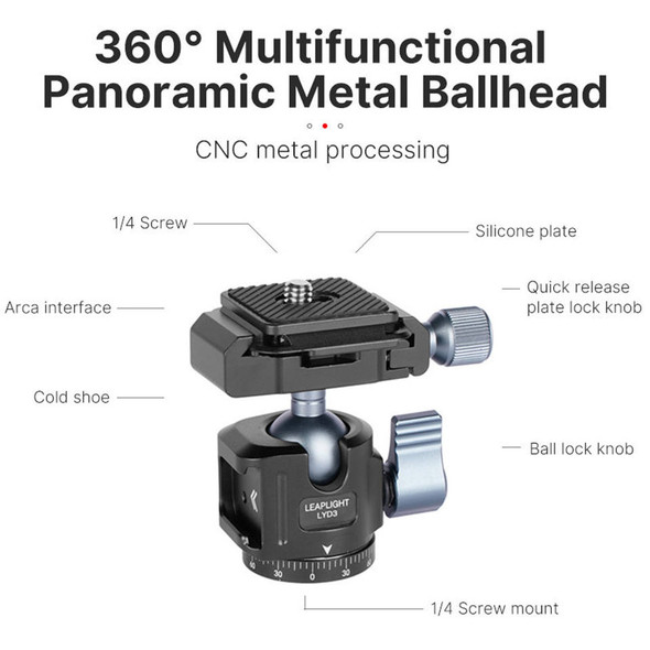Leaplight LYD3 Mini 21mm Ball Head with Side Cold Shoe Mount 