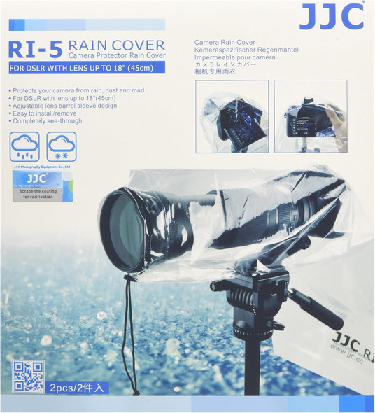 JJC RI-5 Camera Rain Cover (2 Pack)  Clear Raincoat