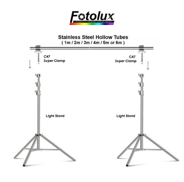  Fotolux SZ-BG02 Heavy-duty S/S Background Support Kit ( 4m Wide x 3.88m High)