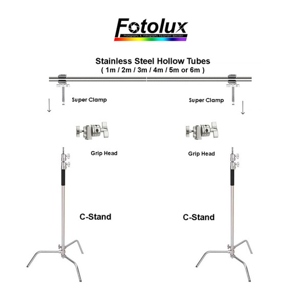 Fotolux SZ-BG03 Heavy-duty S/S C-stand  Background Support Kit ( 3m Wide x 3.2m High)