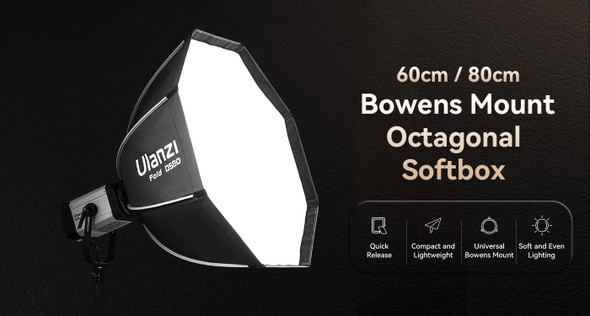 Ulanzi L069 DS80 80cm Quick Fold Flat-Pack Octa Softbox - Bowens Mount (No Grid)