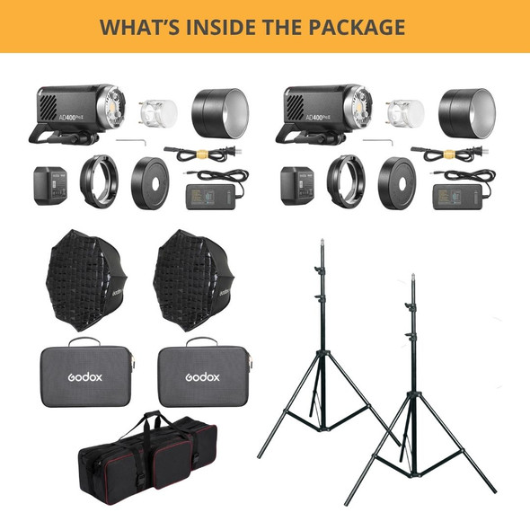 Godox 2x AD400ProII Portable Outdoor Flash Lighting Kit