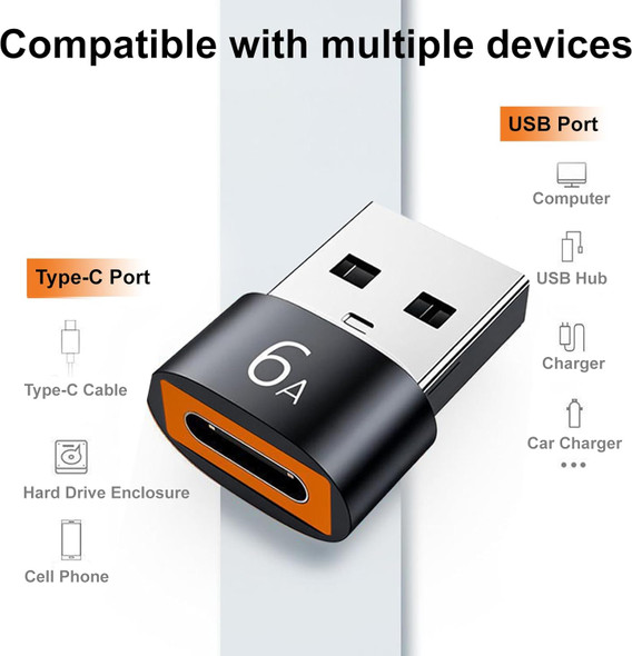  Fotolux USB-A 3.0 Male  to USB-C 5Gbps 6A 120W OTG Converter for Charging Data Sync 