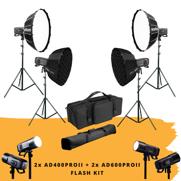 Godox 2x AD400Pro II + 2x AD600Pro II Professional High End Portable Four Flash Kit