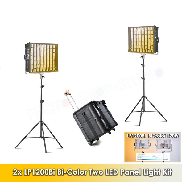 Godox 2x LP1200Bi Litemons 120W Bi-Color Two LED Light Panel Kit (2800K-6500K)