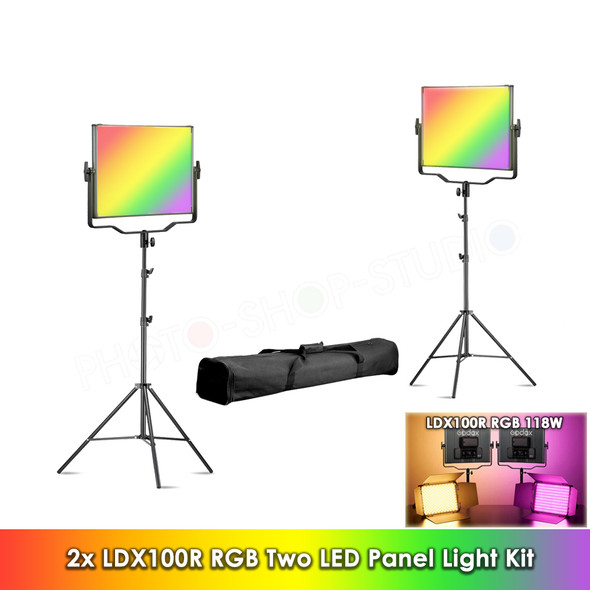 Godox 2x LDX100R 118W Large RGB Two LED Panel Light Kit (2500K-10000K)