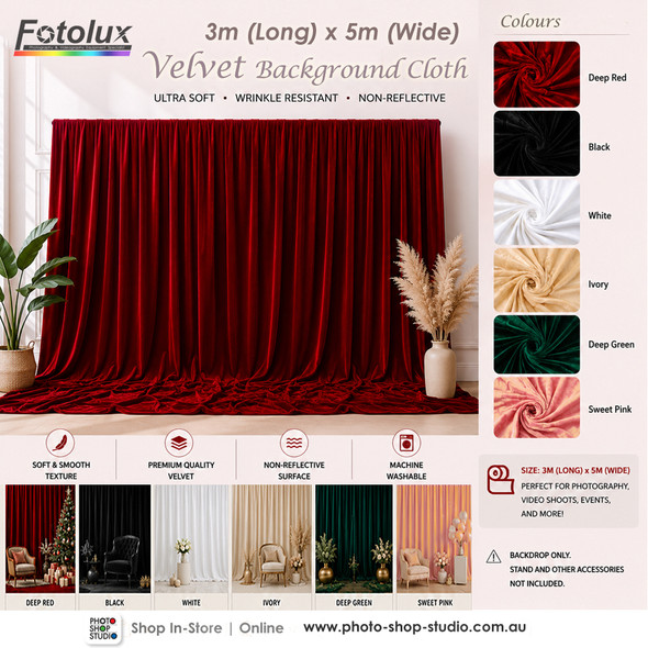 Fotolux 3m x 5m Velvet Background Cloth 