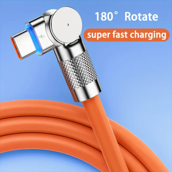 Fotolux USB-A to USB-C 180° Fast Charging Data Cable (1m) - Orange