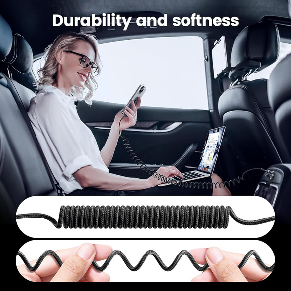 Fotolux TG-0012 USB-C to USB-C PD100W Fast Charging Down Angled 90 Degree Coiled Cable (35cm-150cm)