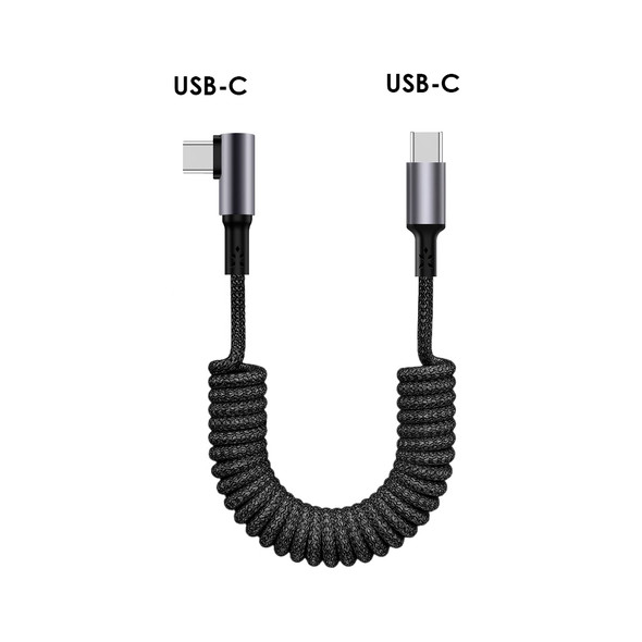Fotolux WT0001 USB-C to USB-C PD100W Fast Charging Right Angled 90 Degree Coiled Cable (35cm-150cm)