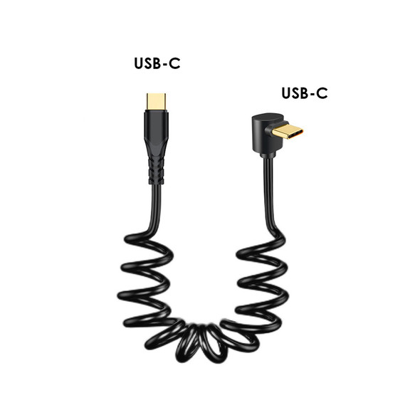 Fotolux USBC-65D USB-C to USB-C PD60W Fast Charging Down Angled 90 Degree Coiled Cable (20cm-65cm)