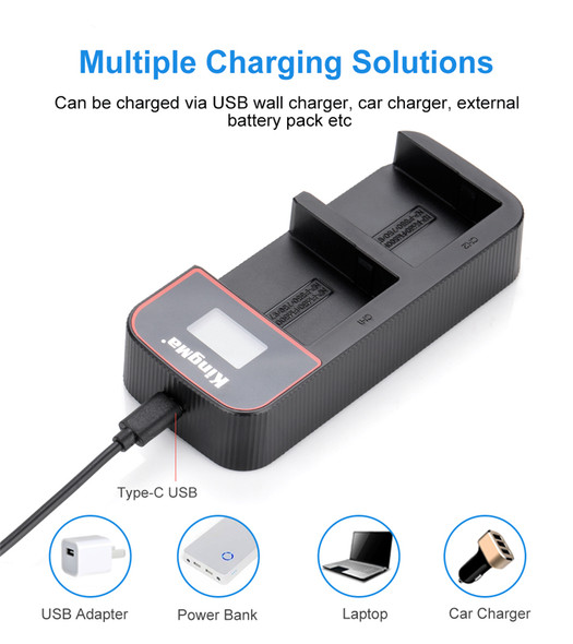 Kingma BM058-F550 USB-C LCD Dual NP Battery Charger for NP-F980/970/950/ 770/ 750/570/ 550