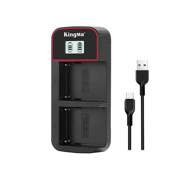 Kingma BM058-F550 USB-C LCD Dual NP Battery Charger for NP-F980/970/950/ 770/ 750/570/ 550