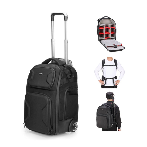 NEEWER PB027 10104769EU 2-in-1 Pull Bar Carry On Camera Roller Backpack
