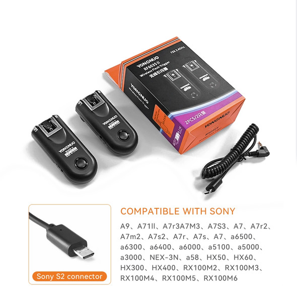 Yongnuo RF603SII S2 Wireless Flash Trigger for Sony A7  A7R  A7s  A3000 A5100 A5000