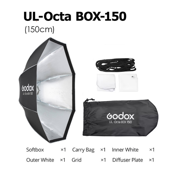 Godox UL-Octa BOX-150 (150cm) Umbrella Quick Release Octagonal Softbox with Grid (Bowens Mount)