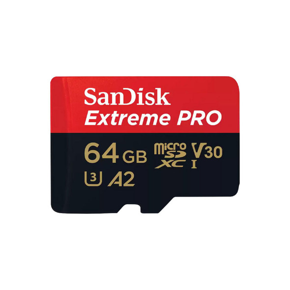 SanDisk Extreme PRO 64GB 200MB/s Micro SDXC UHS-I V30 Memory Card with Adapter