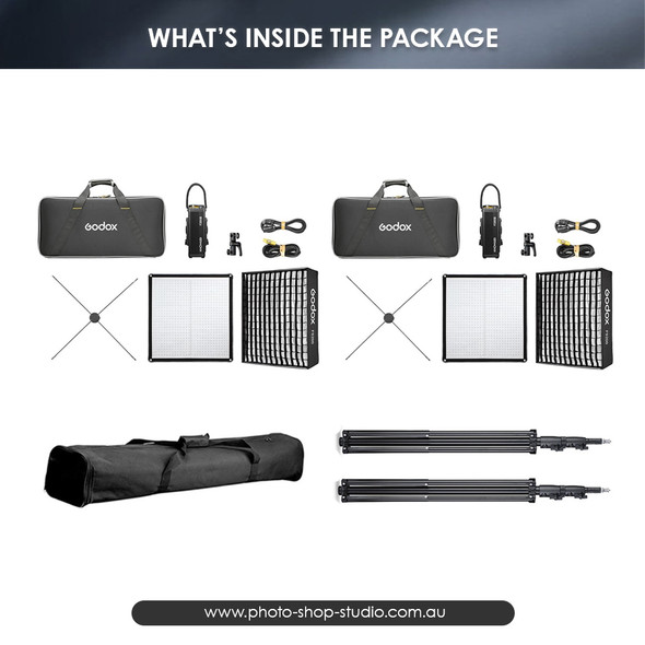 Godox 2x F200Bi (60x60cm) KNOWLED 210W Bi-Color Flexible Two LED Light Mat Panel Kit (IP65 Weather-Resistant)