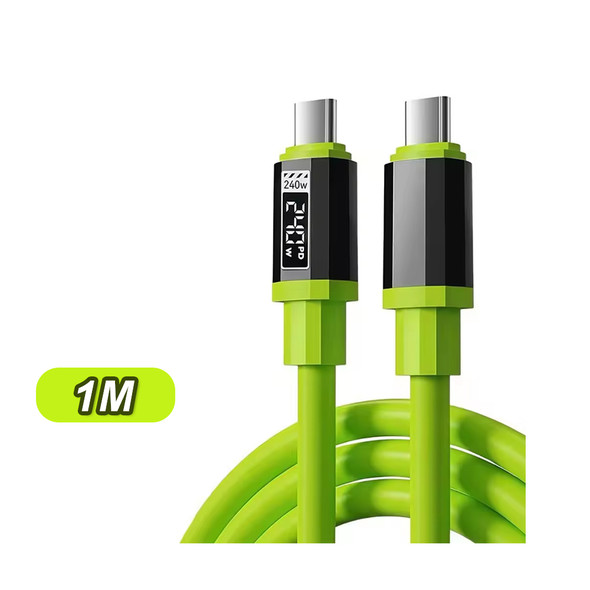 Fotolux PD240W USB-C to USB-C Fast Charging Data Cable with HD Digital Display - Green (1m)