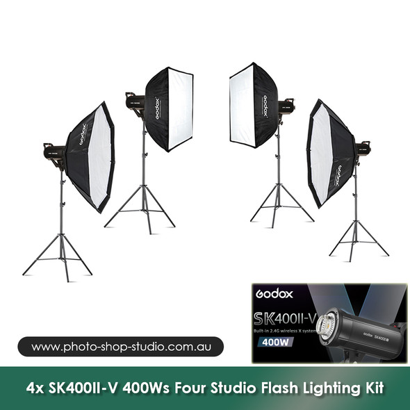 Godox 4x SK400II-V 400Ws Four Studio Flash Lighting Kit 