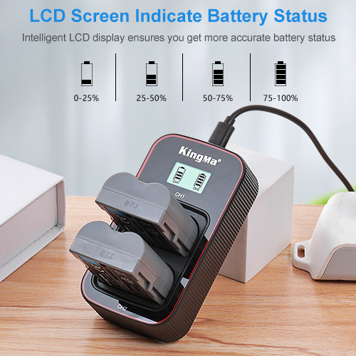 Kingma BM058-ENEL3E LCD USB Dual Battery Charger for Nikon EN-EL3E