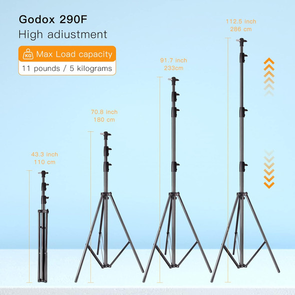 Godox 290F Aluminum Heavy Duty Light Stand (2.9m tall)